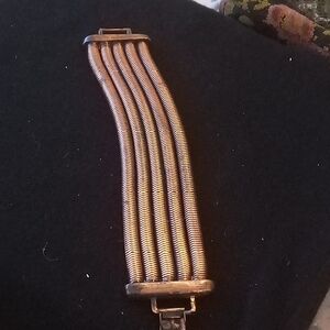 Wide Multi-Row Gold-Tone Cuff Bracelet